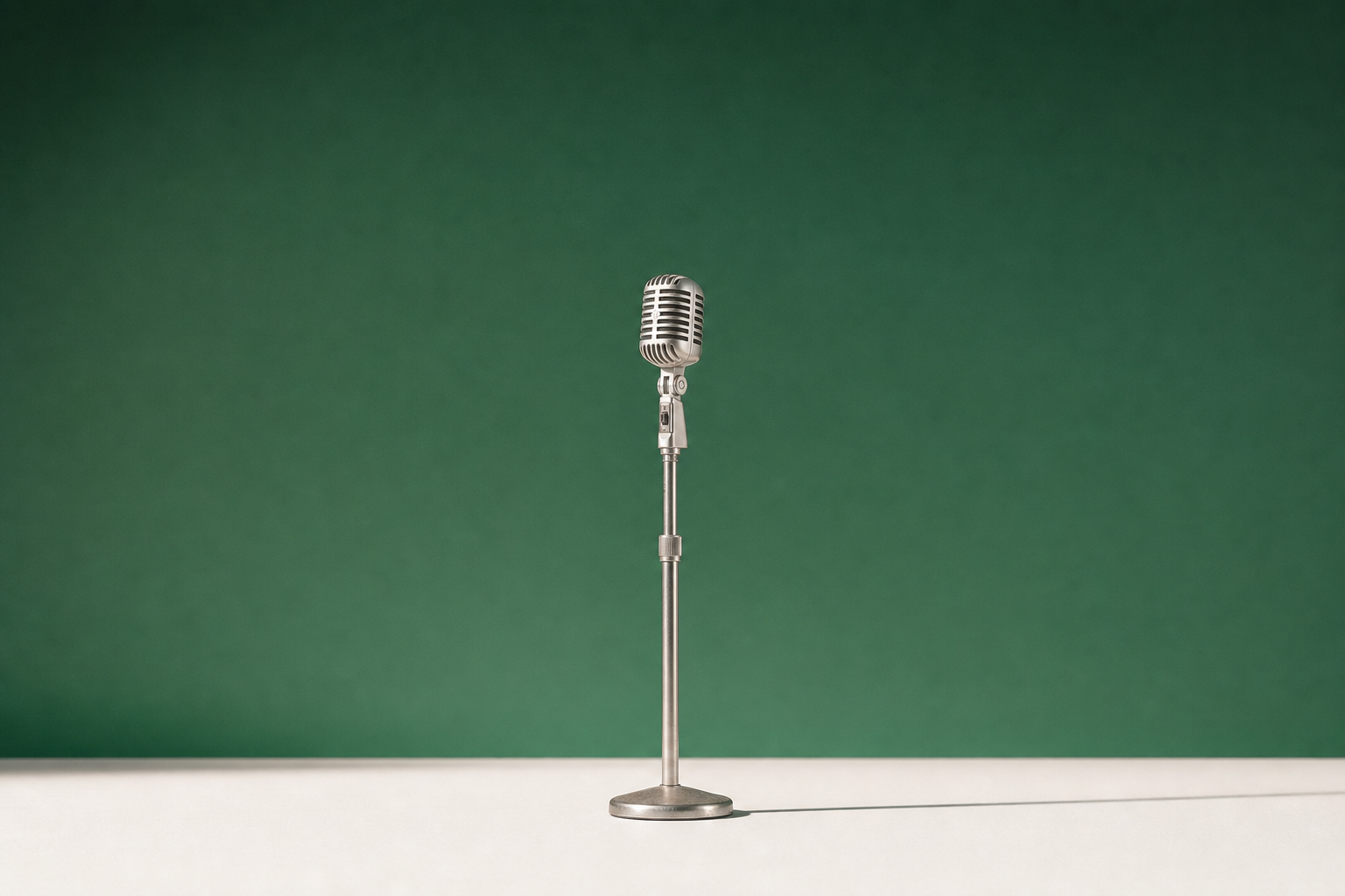 A studio microphone in a vast minimal space