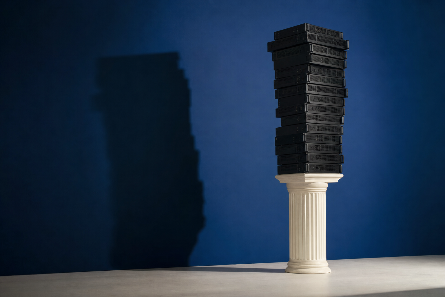A precarious stack of servers