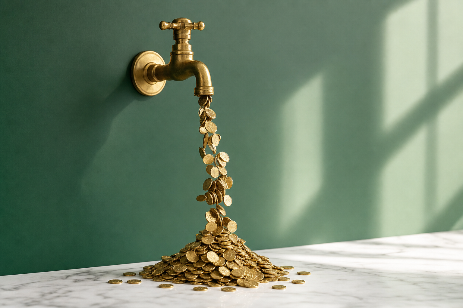 A tap pouring coins